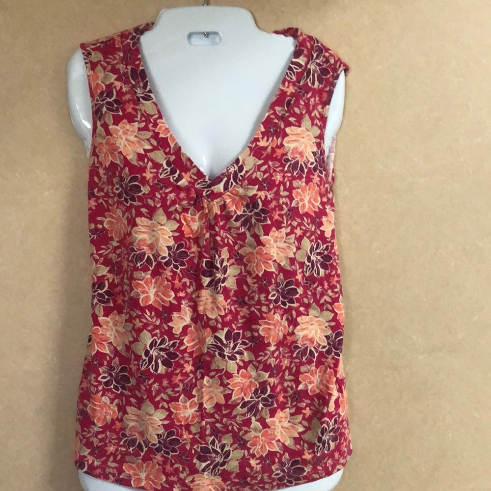 St Johns Bay raspberry and multi colored vee top